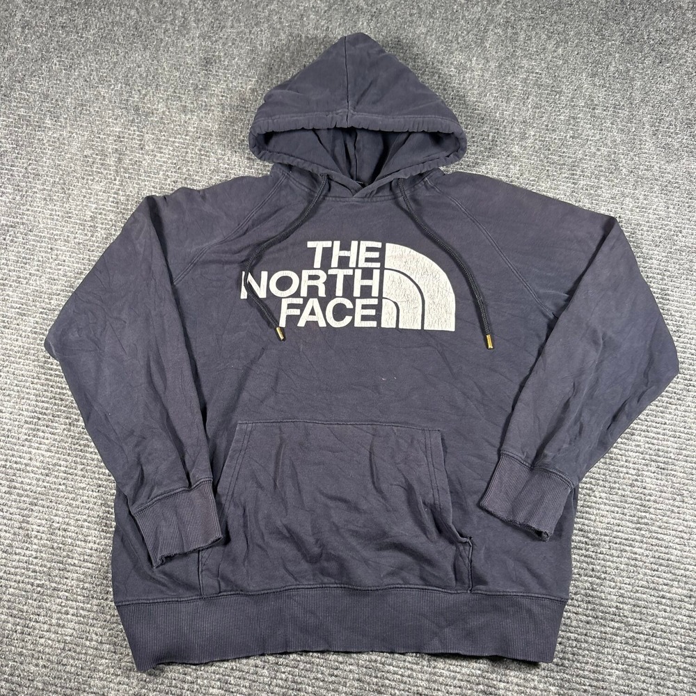 The North Face Hoodie Womens M Navy Blue Good Graphic Logo Pullover Pocket